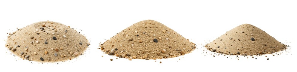 Set Of Pile Or Heap Of Beach Sand Isolated on transparent background, PNG 
