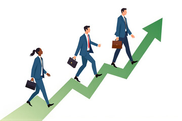 Business Illustration – Corporate Success, Teamwork, and Innovation Concept Art
