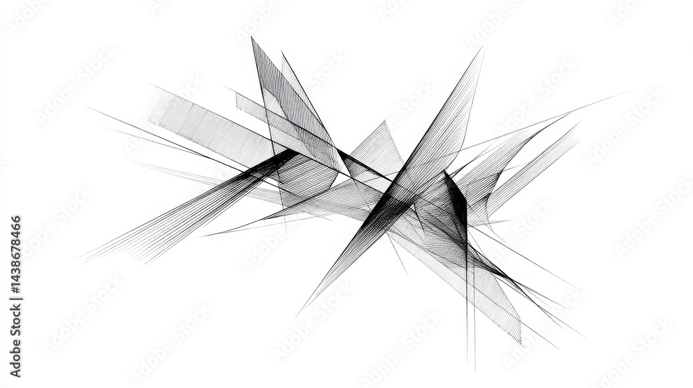 Poster abstract geometric sketch forms - dynamic interplay of lines and shapes, symbolizing energy, innovat
