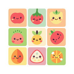 set of funny cartoon fruits
