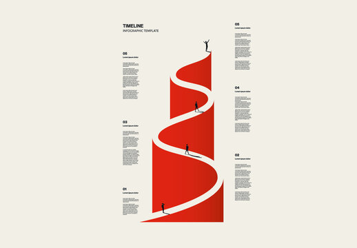 Vertical Timeline Infographic Template with Illustrations