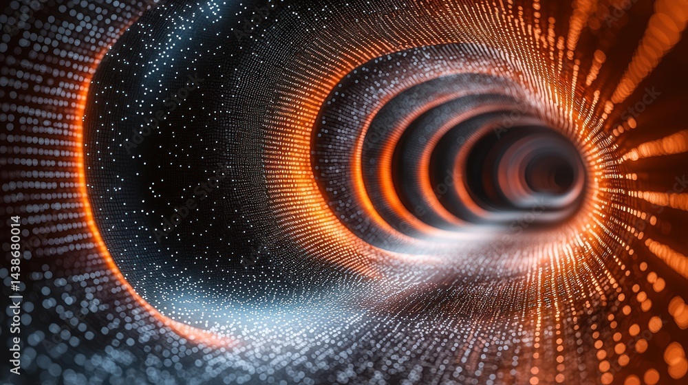 Wall mural glowing tunnel view with gradient light dots