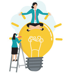 Mindfulness and Creativity Concept – Business Meditation and Innovation Idea Illustration