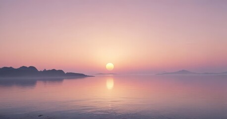 Naklejka premium Soft, hazy sunset hues, pale pink, blue, yellow blend , soft, opaline