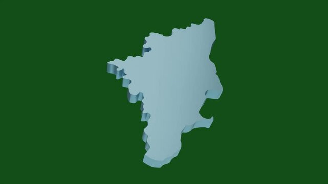 3D animation of Tamil Nadu map, Tamil Nadu state, isolated from the India map with blue background and text animation, 4K video.