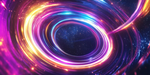 Obraz premium Abstract glowing portal with swirling light in dark space