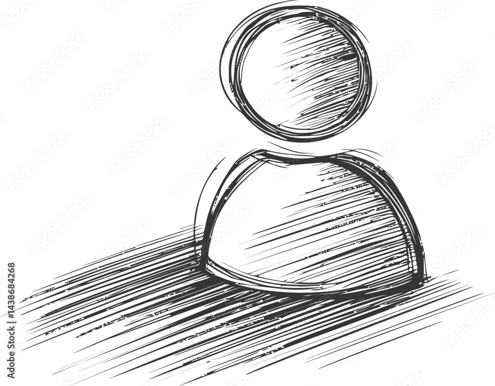 Poster Hand-drawn minimalistic sketch of a user avatar with shadow effects. Vector illustration