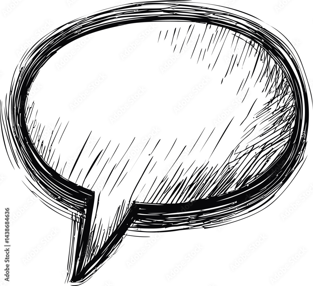 Aufkleber hand-drawn sketch of an empty speech bubble, communication concept. vector illustration