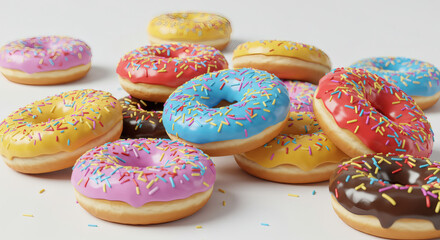 Assorted Frosted Doughnuts with Rainbow Sprinkles