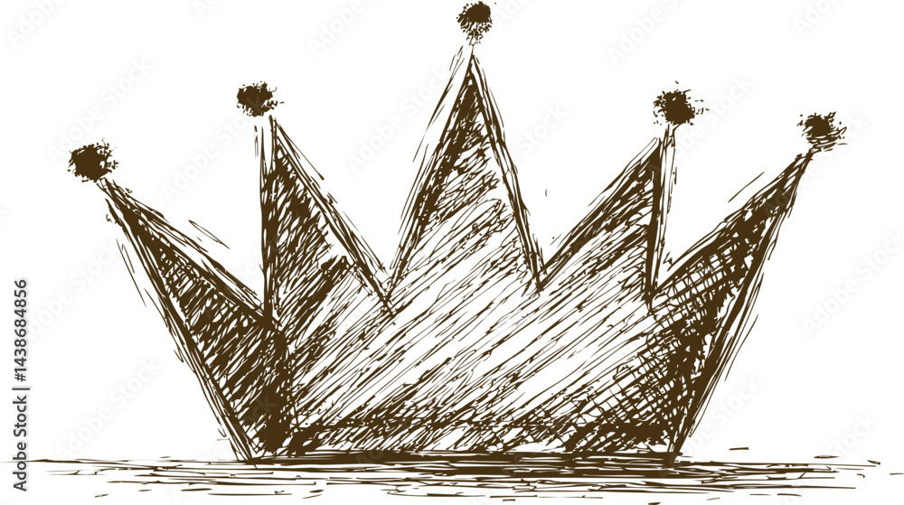 Aufkleber hand-drawn sketch of a crown with sharp lines, artistic design. vector illustration