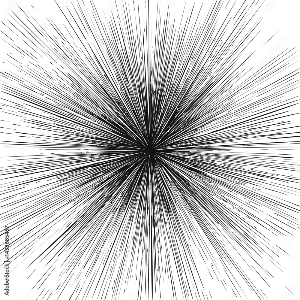 Leinwandbilder Abstract black and white radial burst pattern with a dynamic explosion effect. Vector illustration
