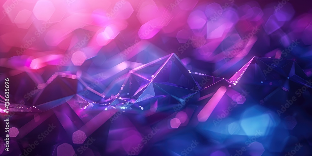 Poster abstract purple and pink bokeh with geometric shapes. background image of geometric shape texture re