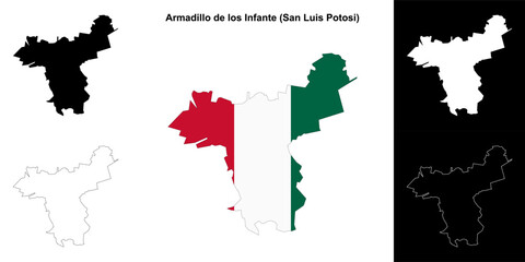Armadillo de los Infante municipality (San Luis Potosi) outline map set