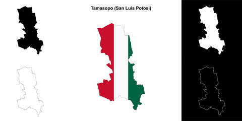 Tamasopo municipality (San Luis Potosi) outline map set