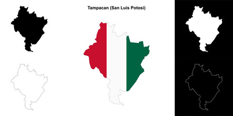 Tampacan municipality (San Luis Potosi) outline map set