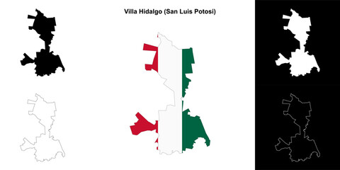 Villa Hidalgo municipality (San Luis Potosi) outline map set