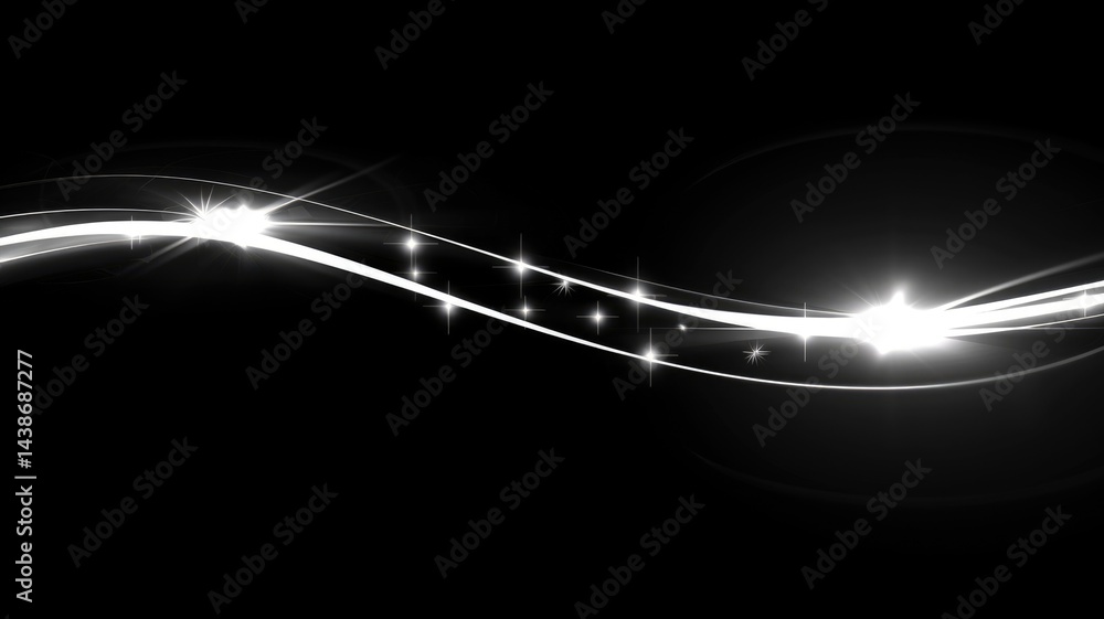 Poster black and vibrant color abstract flowing wave pattern with black background. abstract image of light