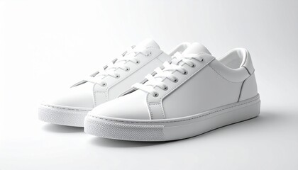 White sneakers on white background, generative AI image