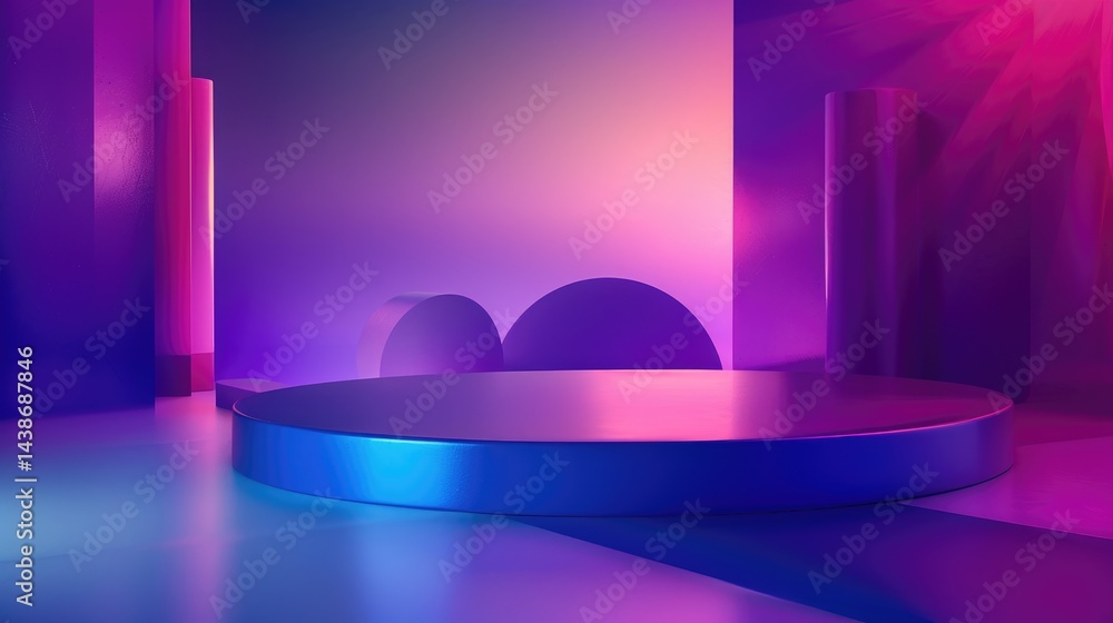 Poster abstract geometric shapes in shades of purple and blue. 3d design background. background image of 3d