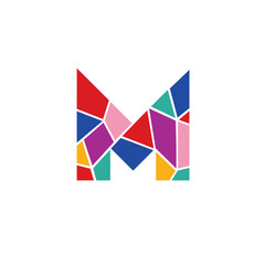 Colorful Mosaic Letter M Logo &ndash; Vibrant Geometric Design for Creative, Art, and Educational Brands