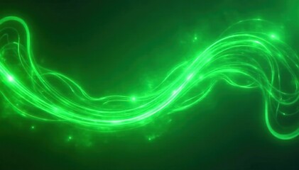Abstract swirling green neon light patterns, vibrant energy , technology, pattern