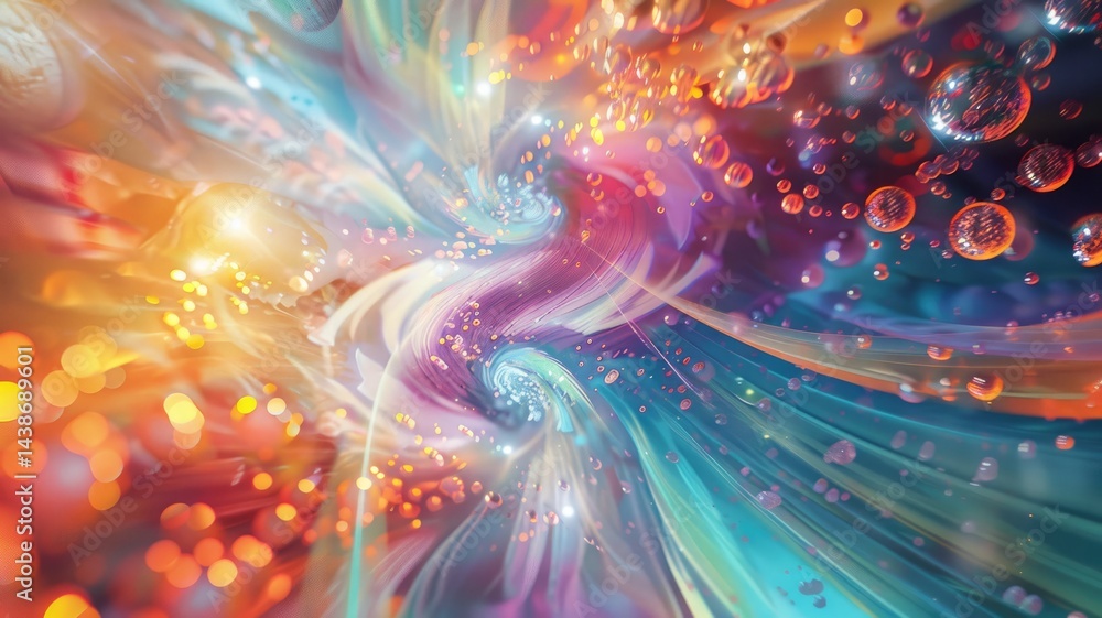 Poster digital tunnel with bright light and colorful pixels. digital artwork of circle shape and portal wit