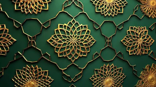 Decorative floral pattern on a green backdrop