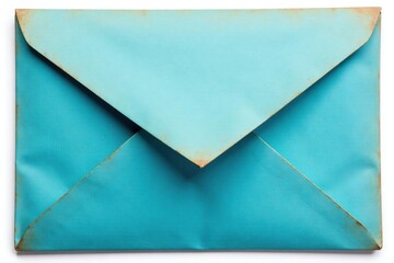 Vintage blue paper envelope, rear view, closed, isolated, still life, isolated