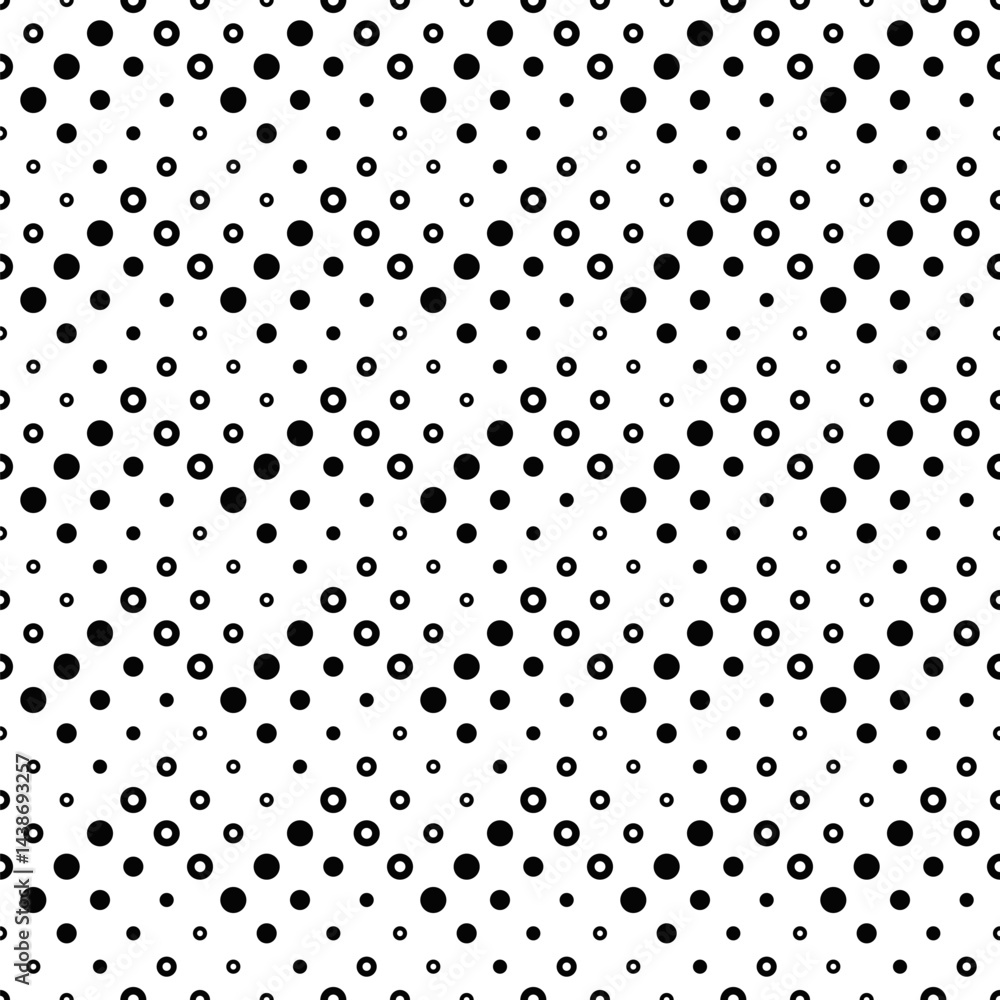 Aufkleber seamless geometrical circle pattern background - black and white abstract vector graphic design