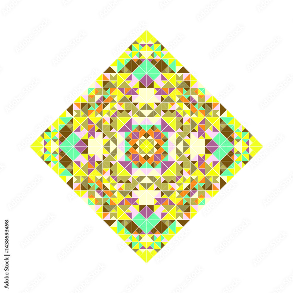 Poster ornate tiled square shape - geometric squared geometrical polygonal vector element from mosaic trian