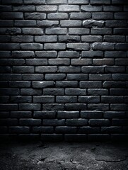 Dark Brick Wall Texture Background - A dark and moody , symbolizing mystery, age, strength, urban decay, and hidden secrets. The textured brick wall creates a dramatic backdrop