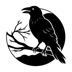 Obraz premium vector illustration of a crow