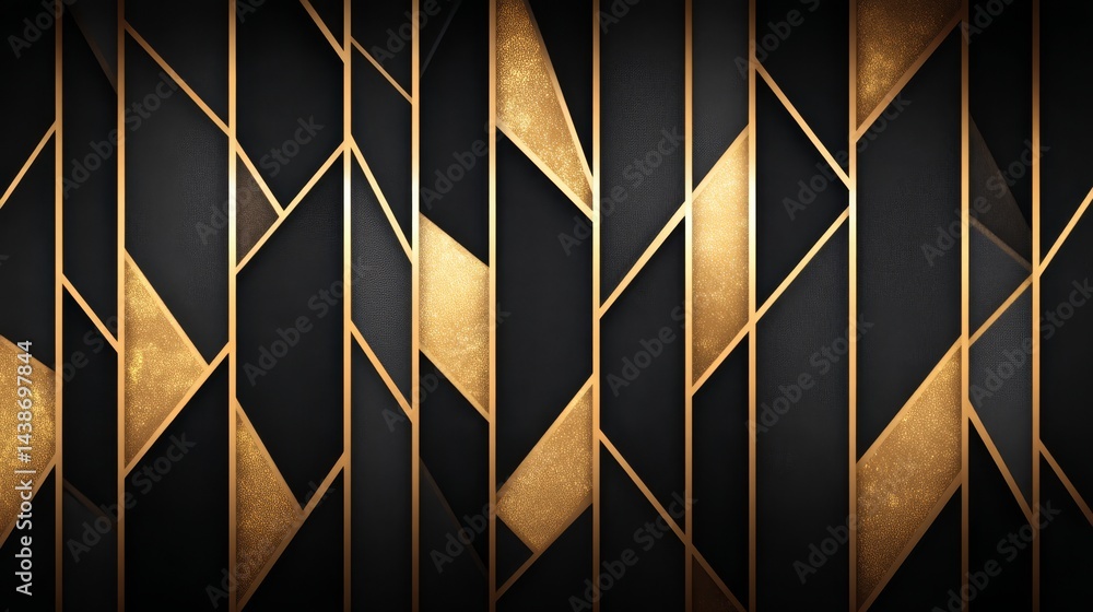 Aufkleber elegant black and gold geometric pattern - abstract background with a sophisticated design featuring