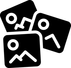 Image gallery icon symbolizing photo collection and media display. Silhouette icon.