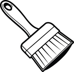 Black And White Illustration of a Paintbrush with Handle and Bristles