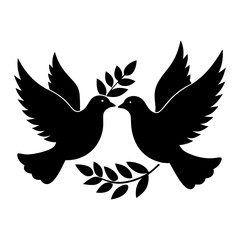 A flying dove silhouette with a heart symbolizes peace and freedom