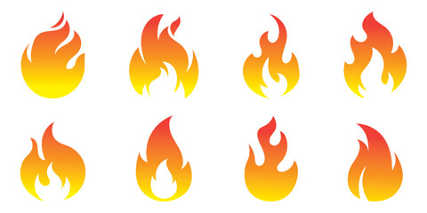 Fire icon vector set. Fire flame symbol. Flame icon collection.