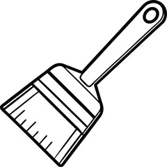Black And White Illustration of a Paintbrush with Handle and Bristles