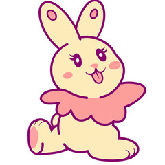 Obraz premium Cute Colorful Cartoon Bunny Holding Big Carrot in Pastel Colors with Happy Smile, Adorable Kawaii Animal, Digital Art Character, Fantasy Bunny Illustration for Kids and Nursery Clipart PNG 