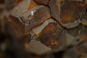 Garnet (andradite, hessanite) crystals. Sinyaya Rechka deposit, Far East, Russia. High magnification microphotograph- photo scale 10X.