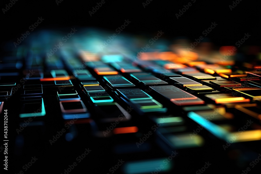 Aufkleber abstract glow from keyboard and screen illuminates dark surface, creating a vibrant visual experienc