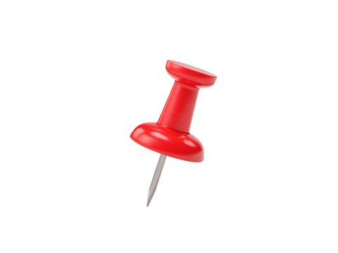 Red pin isolated on transparent background