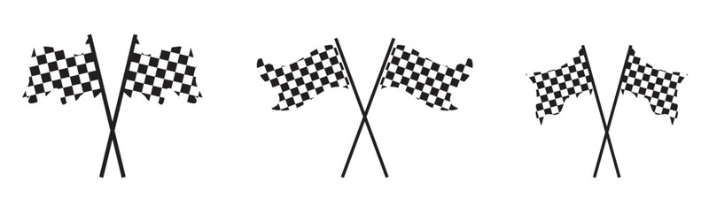 Fototapeta premium set of four checkered racing flag icons, useful for sport and race themes.