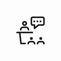 speaking at presentation icon sign vector
