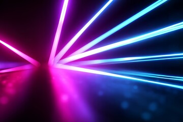Obraz premium Futuristic Neon Light Streaks - Vibrant pink and blue neon lights converge, symbolizing energy, technology, speed, innovation, and the future