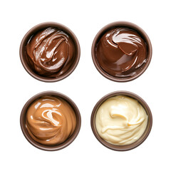 Decadent Chocolate and Caramel Creams isolated on transparent background