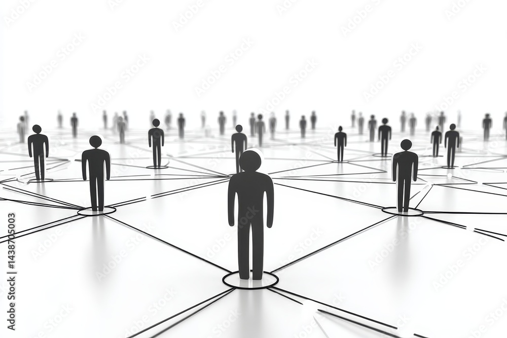 Poster global network connections - abstract depicting a network of interconnected individuals, symbolizing