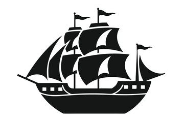 Pirate ship icon of silhouette vector illustration.