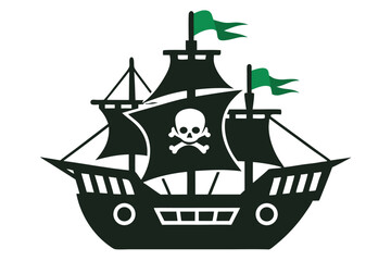 Pirate ship icon of silhouette vector illustration.