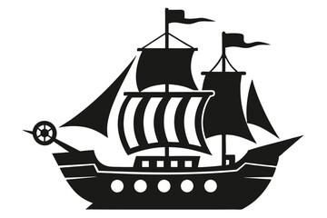 Pirate ship icon of silhouette vector illustration.